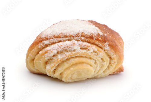 Sweet bun roll isolated on white.