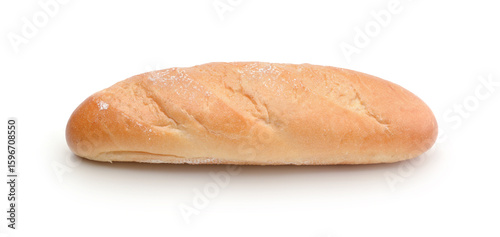 Loaf of wheat bread isolated on white.