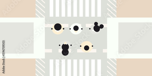 Pedestrian crossing street scene with people walking on zebra crossing urban lifestyle and city concept art