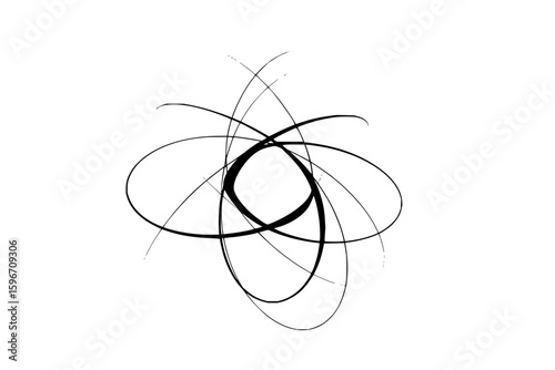 Abstract design featuring intersecting ellipses and curved lines on a white background image