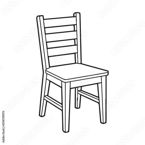 Simple line drawing of a wooden chair furniture seat