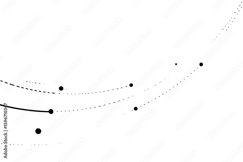Fototapeta premium Curves and circles illustration with varying line styles and circle sizes on white background design