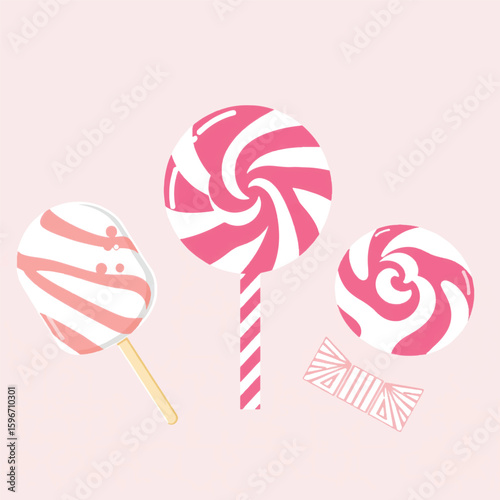 pink lollipop on white background