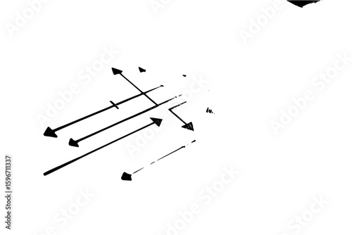 Abstract representation of directional arrows pointing towards a vanishing point in distance