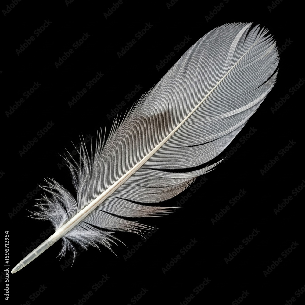 Obraz premium white feather on black background