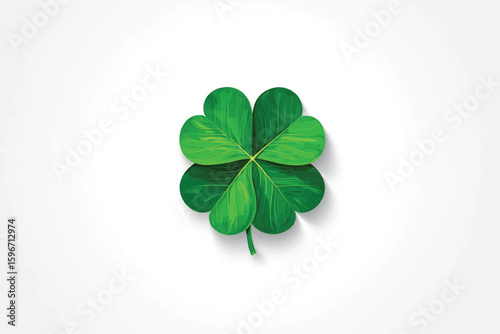 Lucky shamrock grass. Isolated four leaves luck clover, 4-leaf clovers flower, green ireland shammrock floral symbol vector illustration