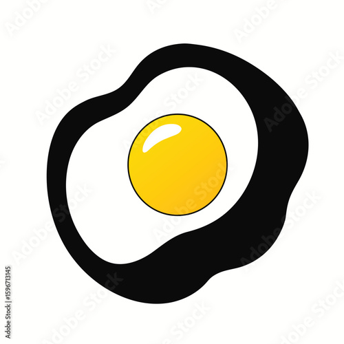 Fried Egg with Bright Yolk Silhouette vector