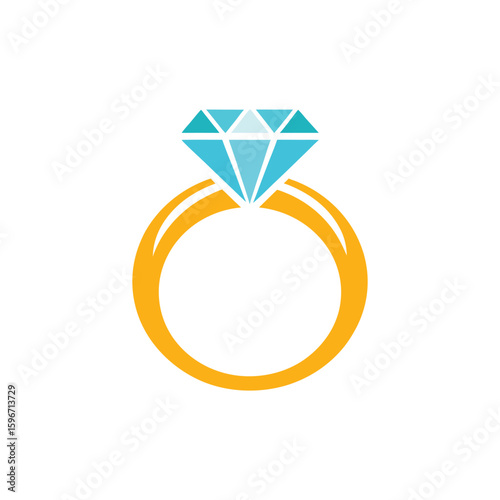 Diamond in Ring Vector Illustration Design On White Background