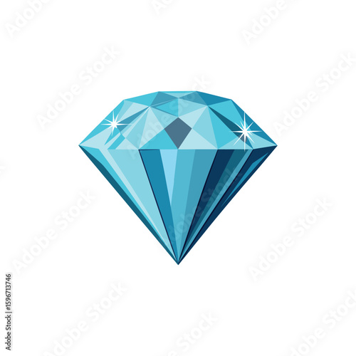 Elegant Faceted Crystal Diamond Vector Illustration Design  on White Background 