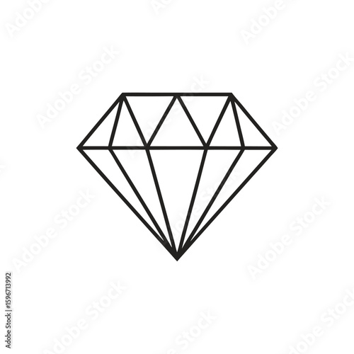 Elegant Faceted Crystal Diamond Vector Illustration Design  on White Background 