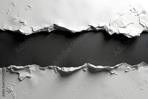 Realistic torn paper effect revealing black space, ripped metal texture background