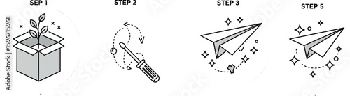 Simple step-by-step guide: plant to paper plane in linear style art