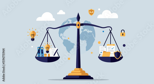 Balancing business and security: symbolic justice scale with global context