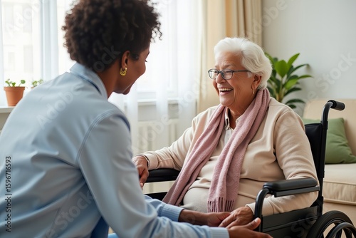 A patient at an ophthalmologist's appointment. Patients at a therapist's appointment. A patient at a cosmetologist's appointment.African American psychologists meet with people