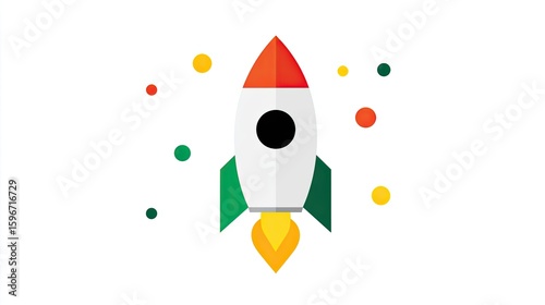 Colorful Rocket Launching into Space