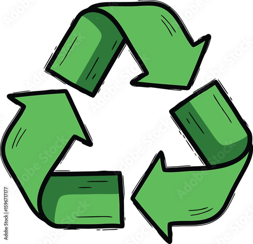 Green recycling symbol icon hand drawn illustration concept for sustainable environmental conservation efforts