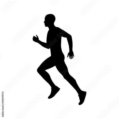 Side view male street runner silhouette icon vector flat illustration on white background.