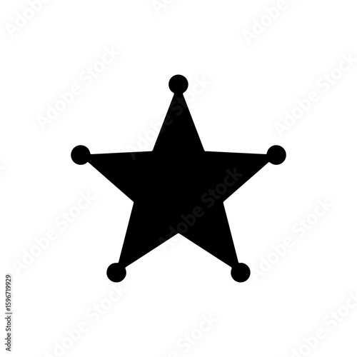 Sheriff star silhouette icon vector flat illustration on white background.