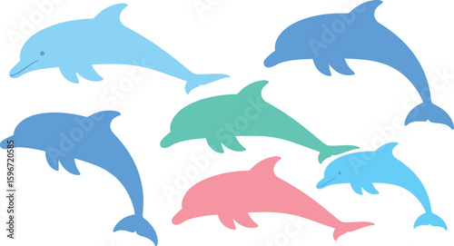 Colorful dolphin illustration cute dolphin art dolphin clip art ocean animals
