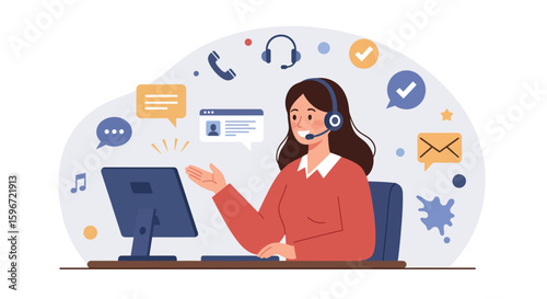 Customer support representative engaging with clients in modern work environment