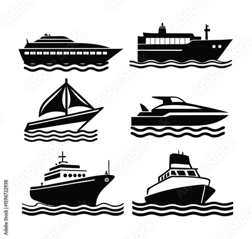 Water Transportation Silhouette Collection