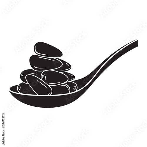 Spoonful of Pine Nuts Healthy Cooking Ingredient Vector Icon