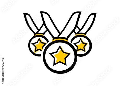 Gold, silver and bronze winner award medals
