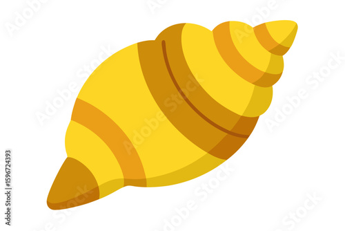 Cartoonish Illustration Of A Golden Auger Seashell