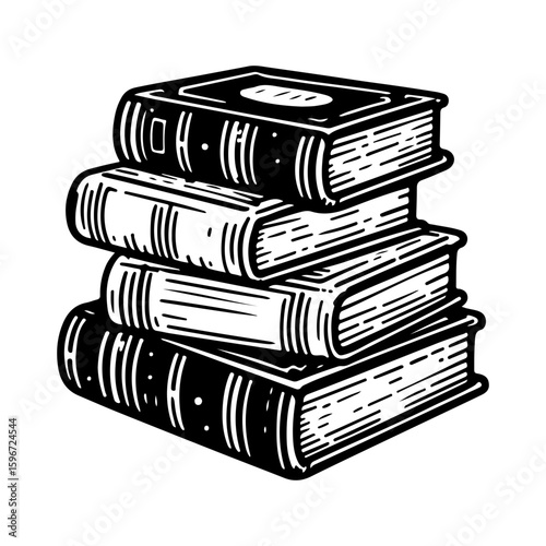 stack of books on black