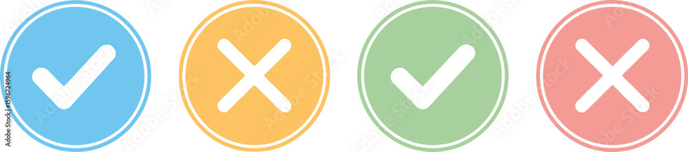 Obraz premium Check mark cross vector illustration for correct and incorrect choice