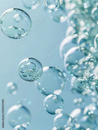 Wallpaper Mural Bubbles are gracefully floating in water, accompanied by sparkling reflections of light dancing around them Torontodigital.ca