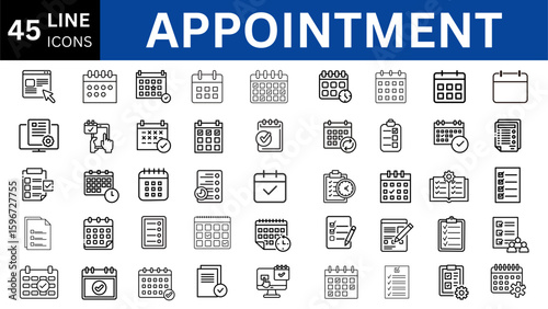 Appointment editable line icon set.