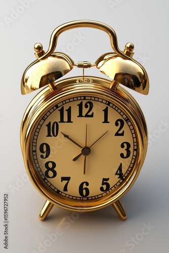 Wallpaper Mural Golden Alarm Clock: A Timeless Reminder of Punctuality Torontodigital.ca