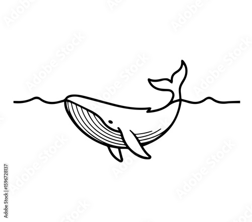 Cute whale silhouette - cut out vector icon