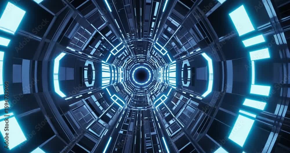 Glowing blue futuristic tunnel