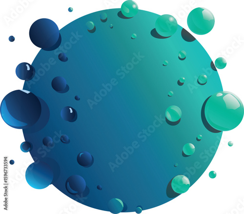 Aquamarine ball with bubbles on it