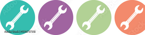 Wrench icon set vector illustration in colorful circles repair service tool