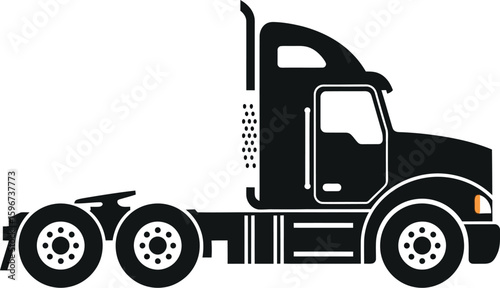 Black semi truck vector illustration transportation vehicle design icon art
