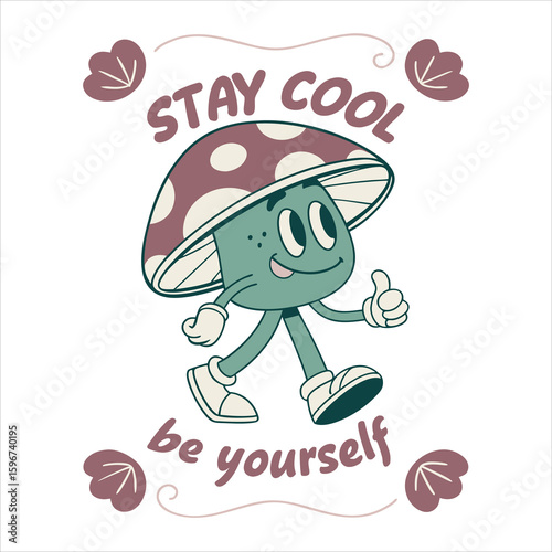 Funny cartoon vector illustration for a cute vintage animal and stay cool be yourself t-shirt design