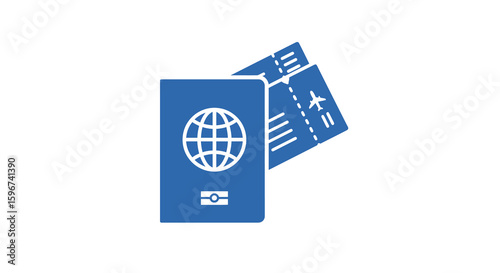 Minimalist blue passport with airplane tickets for travel concepts and tourism
