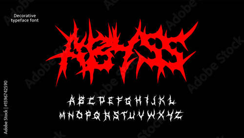 Abyss dark lettering vector type font. metal gothic style typography.