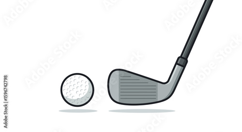 Golf club and ball illustration on white background