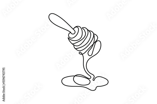 Continuous line drawing of honey dripping icon simple minimalist design isolated illustration