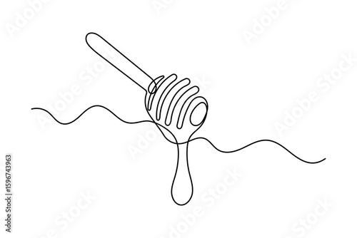 Continuous line drawing of honey dripping icon simple minimalist design isolated illustration