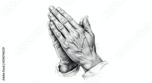 Realistic pencil art of praying hands depicting faith and spirituality