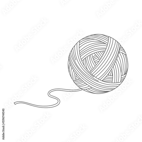A ball of yarn with a loose end isolated on white background