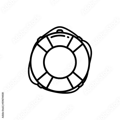 A simple line drawing of a life preserver isolated on white background