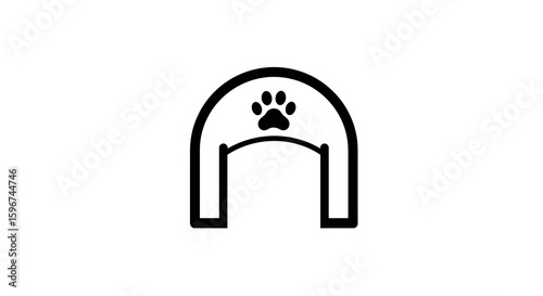 Pet door icon with paw print in simplistic style for animal-friendly design