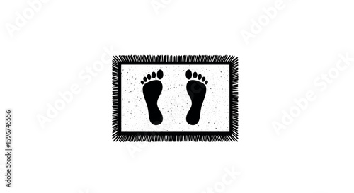 Silhouette bath mat with footprints on white background