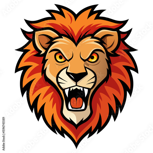 Wallpaper Mural Fierce Cartoon Lion Head Mascot Illustration. Torontodigital.ca